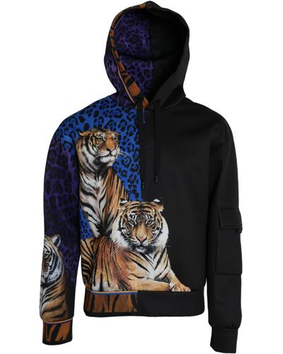 Dolce & Gabbana Tiger Hooded Sweatshirt Jumper - Blue