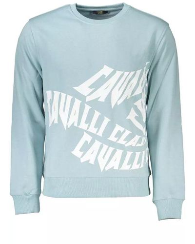 Class Roberto Cavalli Light Blue Cotton Sweater
