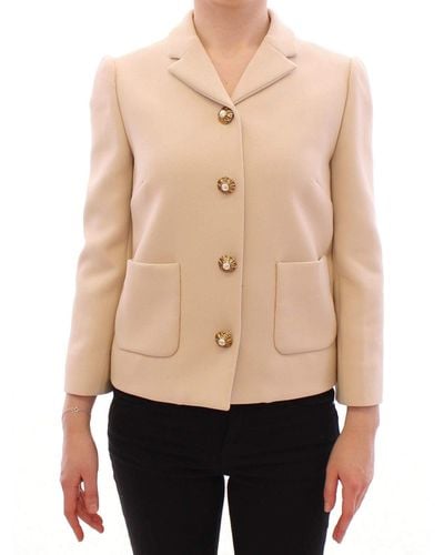Dolce & Gabbana Elegant Wool-Blend Jacket With Accents - Natural