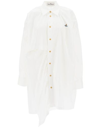 Vivienne Westwood Gibbon Asymmetric Shirt Dress With Cut Outs - White