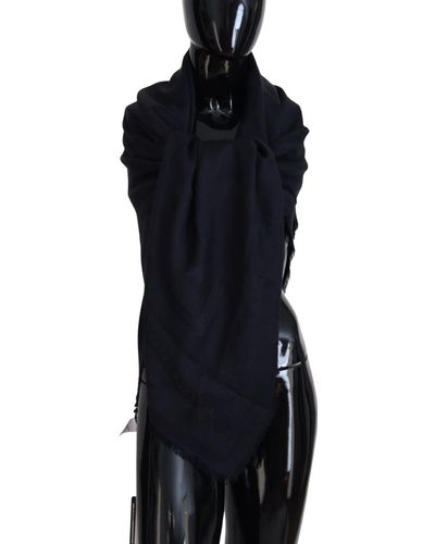 Dolce & Gabbana Elegant Silk-Wool Fringed Scarf - Black