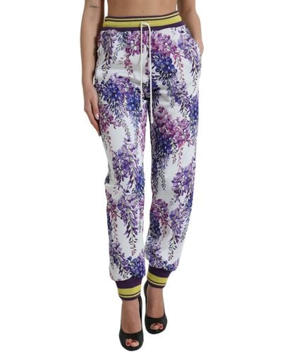 Dolce & Gabbana Elegant Floral Jogger Pant For A Chic Look - Blue
