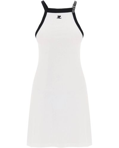 Courreges Courreges Bicolor Jersey Mini Dress In - White