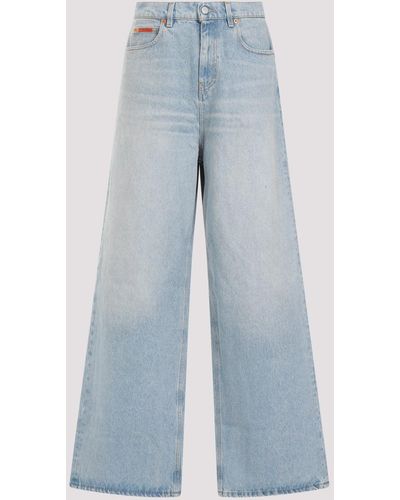 Martine Rose Blue Bleached Wash Cotton Extended Wide Leg Jeans