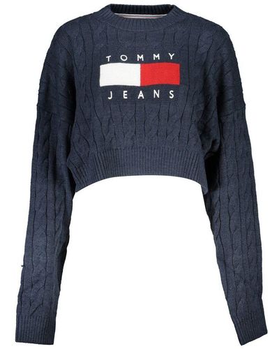 Tommy Hilfiger Chic Crew Neck Jumper With Contrast Details - Blue