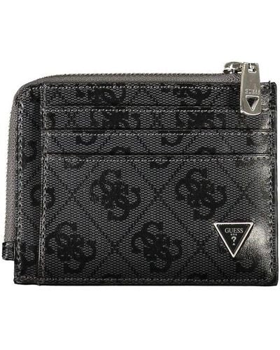 Guess Sleek Leather Wallet With Contrasting Accents - Black