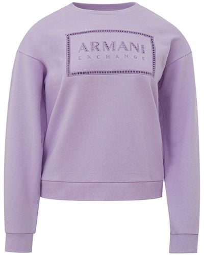 Armani Exchange Glicine Sweatshirt With Perforated Logo - Purple