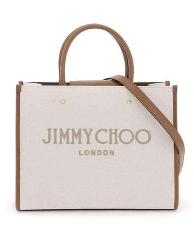 Jimmy Choo Avenue M Tote Canvas And Leather Tote Bag - White