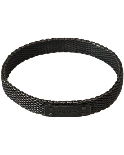 Ermanno Scervino Silver Branded Metal Steel Unisex Bracelet - Black