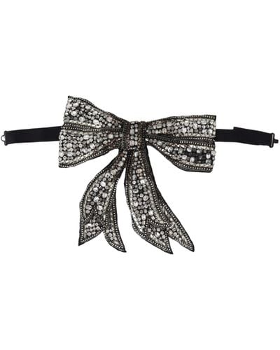 Dolce & Gabbana Crystal Beaded Sequined Catwalk Necklace Bowtie - Black