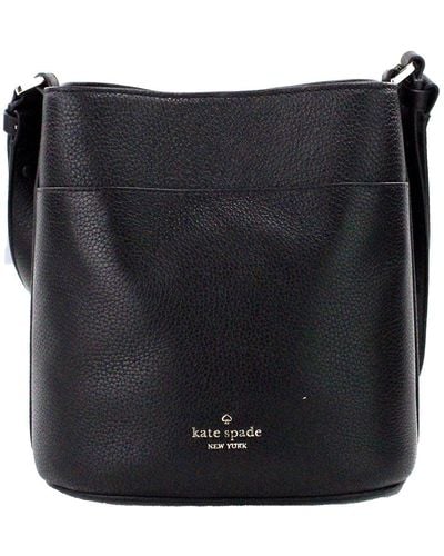 Kate Spade Leila Small Black Pebbled Leather Bucket Shoulder Crossbody Bag