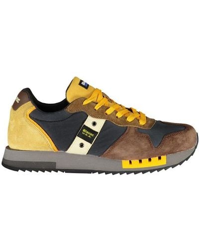 Blauer Chic Contrast Lace-Up Sneakers - Yellow