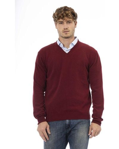 Sergio Tacchini Burgundy Wool Sweater - Red