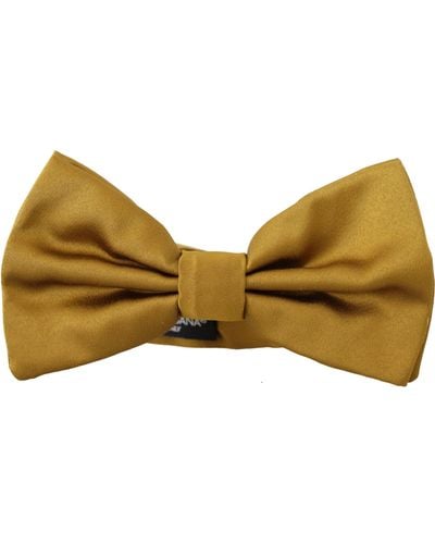 Dolce & Gabbana Elegant Mustard Silk Bow Tie - Multicolour