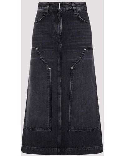 Givenchy Faded Black Cotton Skirt - Blue