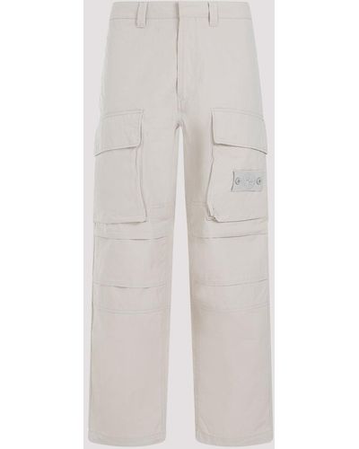 Stone Island Beige Ghost Cotton Trousers - White