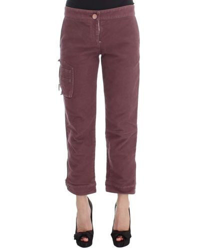 Ermanno Scervino Cotton Cropped Cargo Trousers - Purple