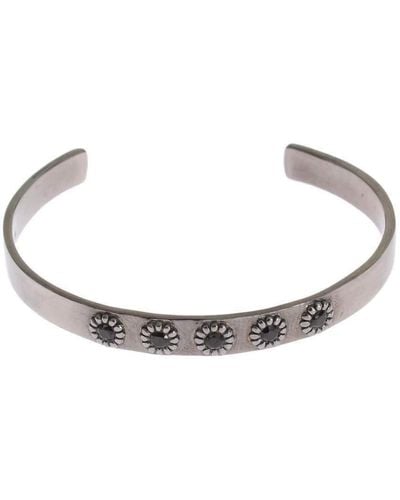 Nialaya Black Crystal 925 Silver Bangle Bracelet - Metallic