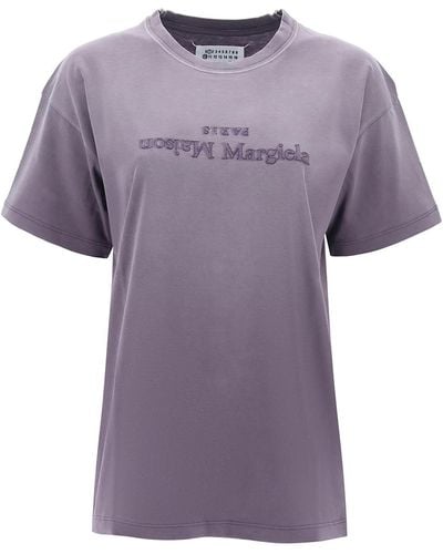 Maison Margiela "Reverse Logo Embroidered T-Shirt With - Purple