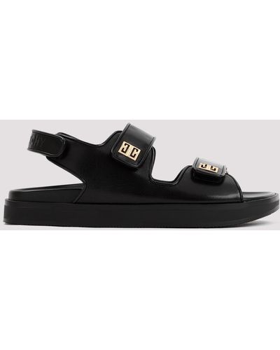 Givenchy Black Leather 4g Strap Flat Sandals