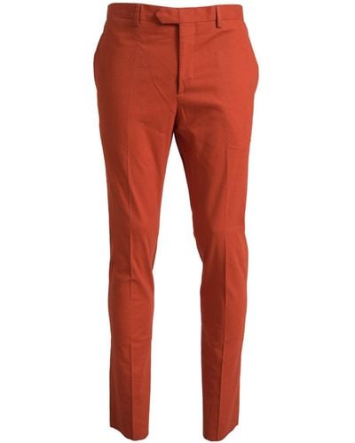 Bencivenga Orange Straight Fit Men Formal Trousers Trousers - Red