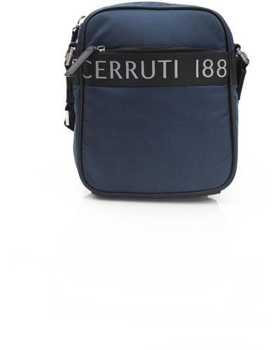 Cerruti 1881 Elegant Nylon-Leather Messenger Bag - Blue