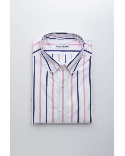Robert Friedman Classic White Cotton Button-down Shirt - Blue
