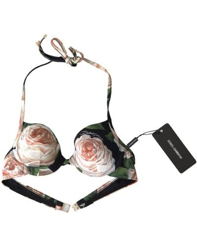 Dolce & Gabbana Multicolour Floral Beachwear Swimwear Bikini Top - White