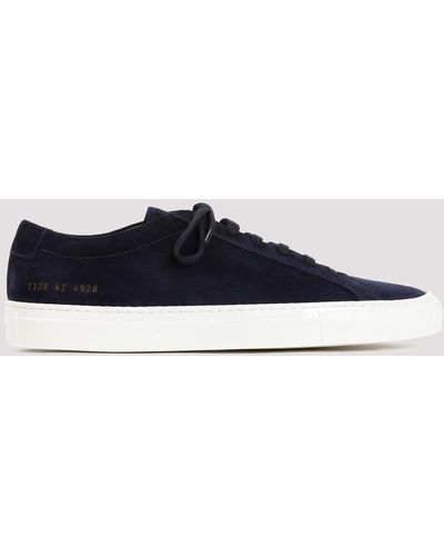 Common Projects Green Suede Achilles In Waxed Trainers - Blue