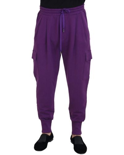 Dolce & Gabbana Cotton Cargo Sweat Jogging Trousers - Purple