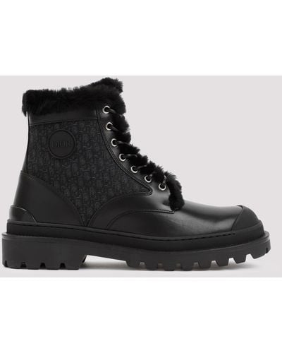 Dior Black Leather And Canvas Boot