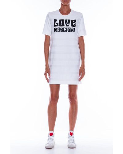 Love Moschino Chic Logo Print Cotton T-Shirt Dress - Multicolour