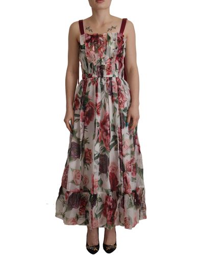 Dolce & Gabbana Elegant Silk Roses Maxi Dress - Multicolor