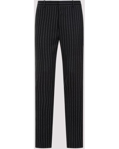 Alexander McQueen Black Wool Pinstripe Trousers