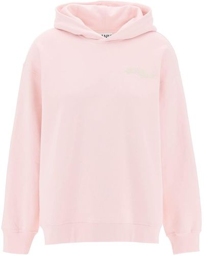 Ganni Hoodie With Isoli Fabric - Pink