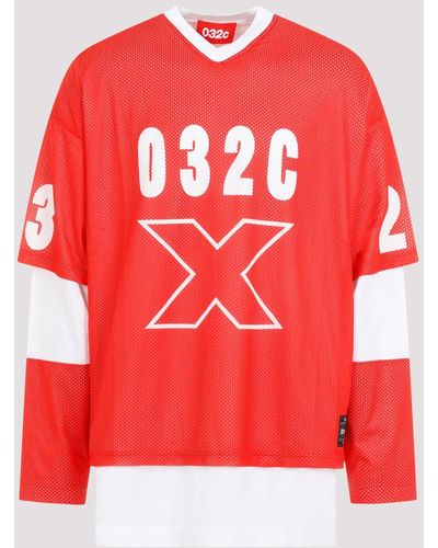 032c Red Lax Layered Long Sleeves Polyester T
