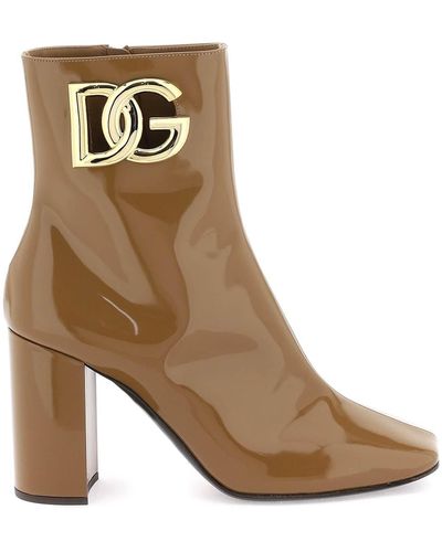 Dolce & Gabbana Dg Logo Ankle Boots - Brown