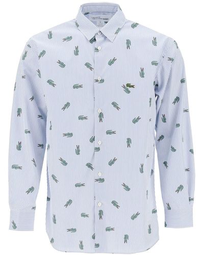 Comme des Garçons X Lacoste Oxford Shirt With Crocodile Motif - Blue