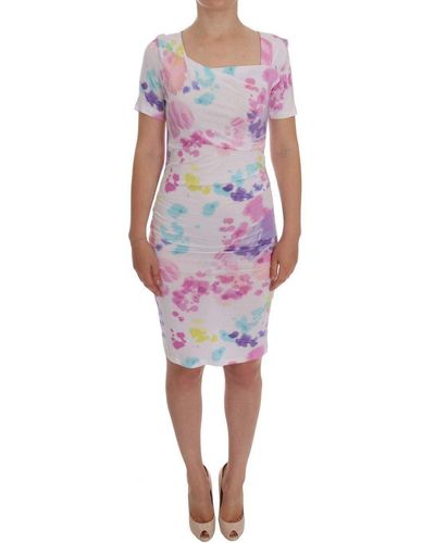 Roccobarocco With Multicolor Print Dress - Purple