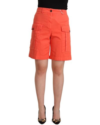 Peserico Chic High-Waisted Cargo Shorts - Red