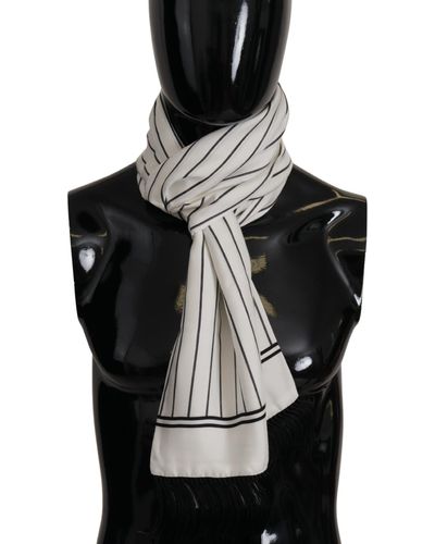 Dolce & Gabbana Elegant Striped Silk Scarf - Black