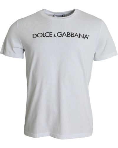 Dolce & Gabbana Logo Print Cotton Crew Neck T-Shirt - White