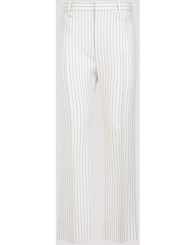 Tom Ford White Ecru Wool Tailored Trousers