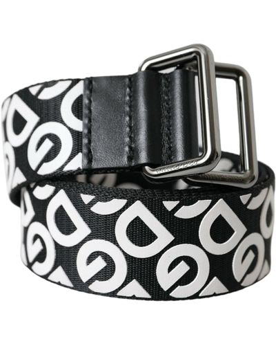 Dolce & Gabbana Leather Buckle Canvas Belt - Black