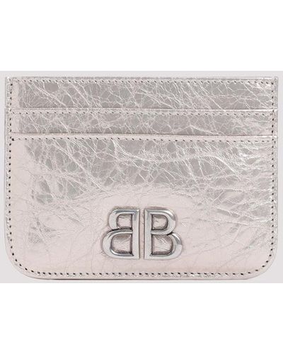 Balenciaga Stone Beige Monaco Nappa Leather Credit Card Holder - Metallic