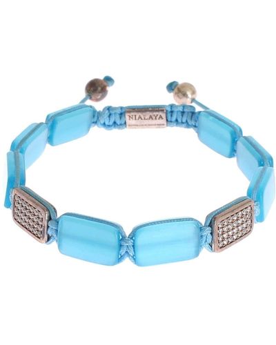 Nialaya Cz Opal 925 Silver Bracelet - Blue