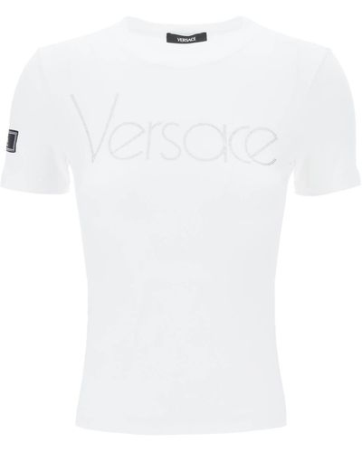 Versace "Logo Rhinestone T-Shirt - White