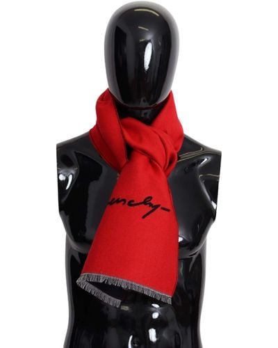 Givenchy Black Wool Winter Warm Scarf Wrap Shawl - Red