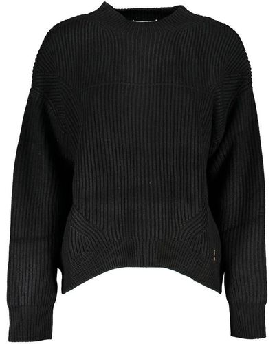 Patrizia Pepe Chic Turtleneck Jumper With Contrast Accents - Black