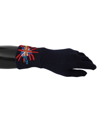 Dolce & Gabbana #dgloveslondon Embroidered Wool Gloves Blue Lb1016bg - Black